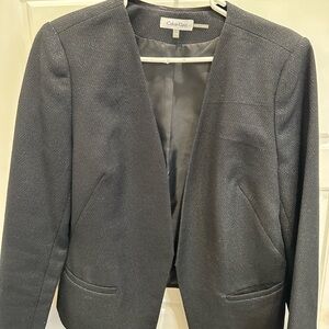 Calvin Klein Women's Black (silver metallic threaded) Blazer